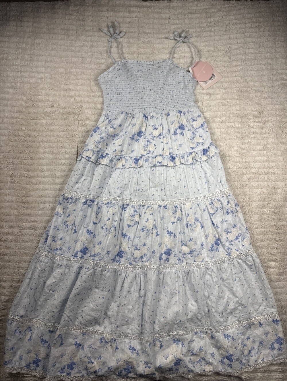 LoveShackFancy x Target Annabelle Blue Floral Halter Dress Size 12 KLW5YL - Picture 1 of 11